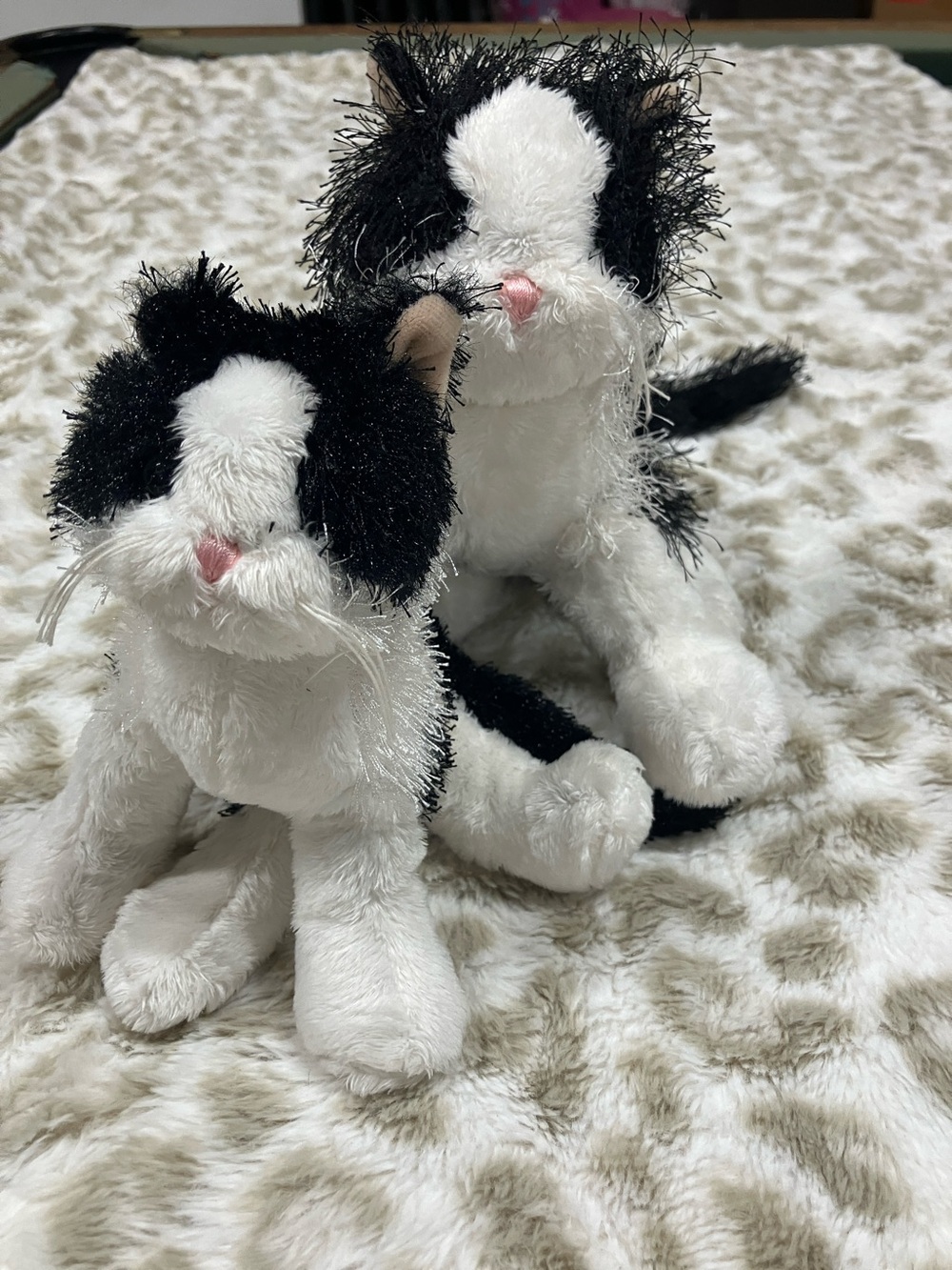 GANZ Black and White Plush Cat Pair - Soft Stuffed Kitties